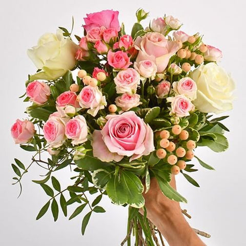 Bouquet de roses "Vanille fraise"