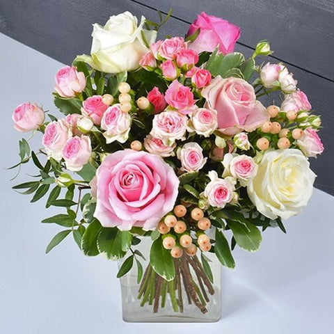 Bouquet de roses "Vanille fraise"